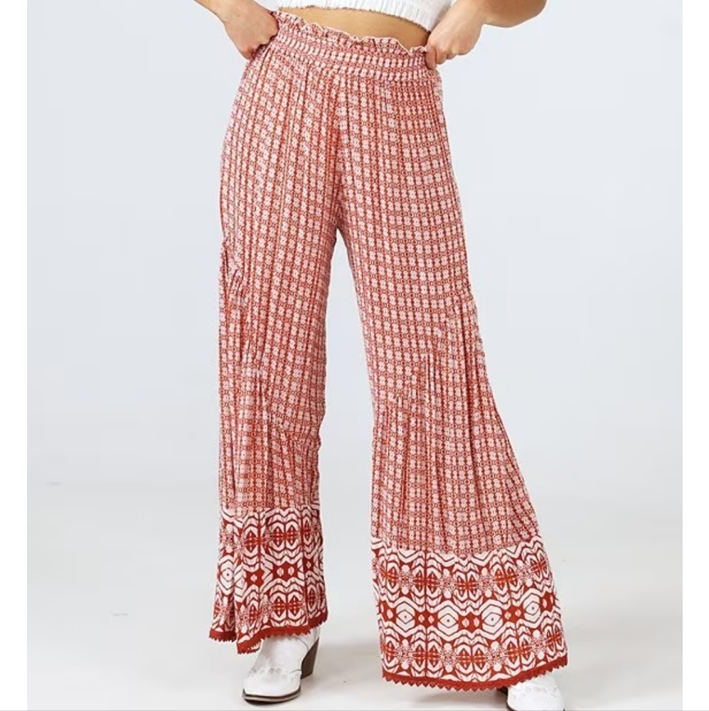 Talisman Rayon Crepe Coordinating Wide Leg Costa Pants